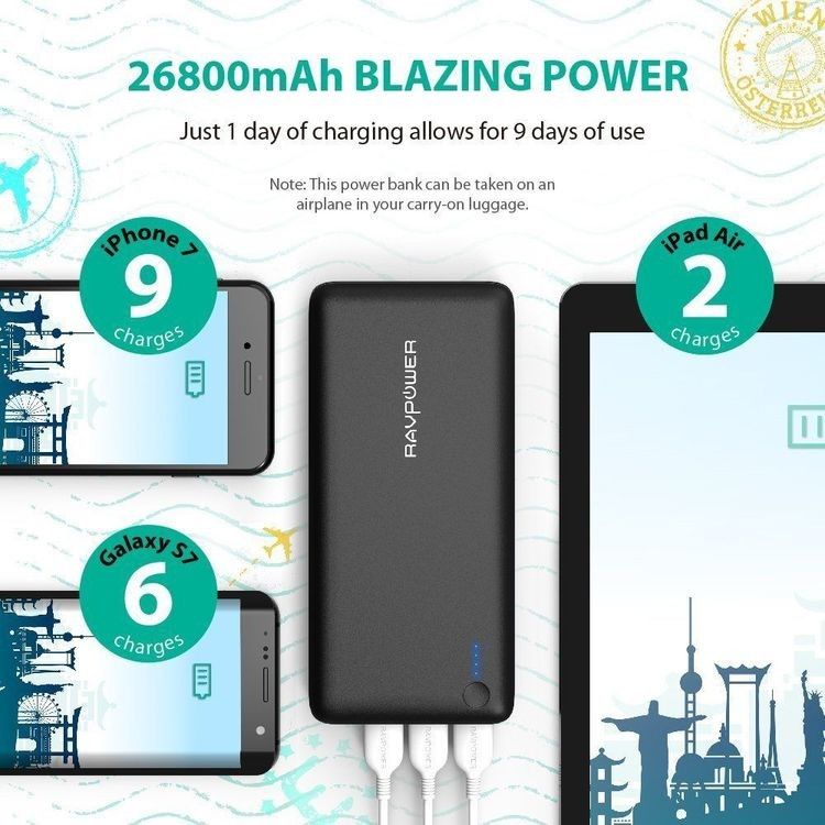 RAVPower 26800 mAh Powerbank Snabb leverans