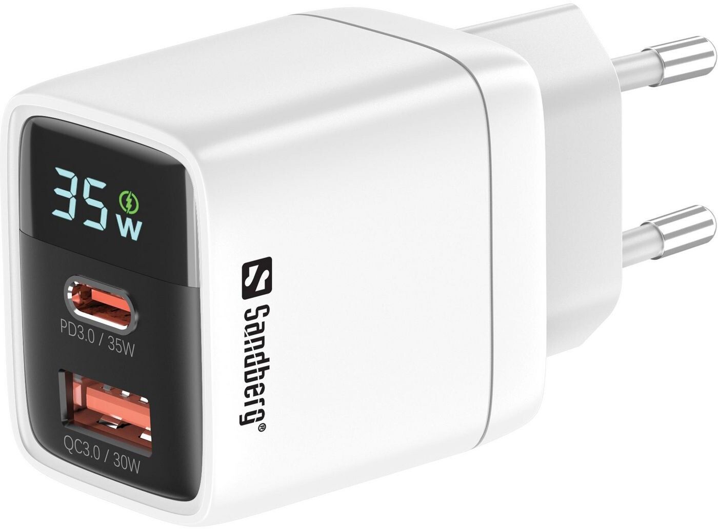 Sandberg 2in1 Charger 1xUSB-C 1xUSB 35W | Tillbehör - Laddare - Väggladdare - Utan kabel | AlltMobil