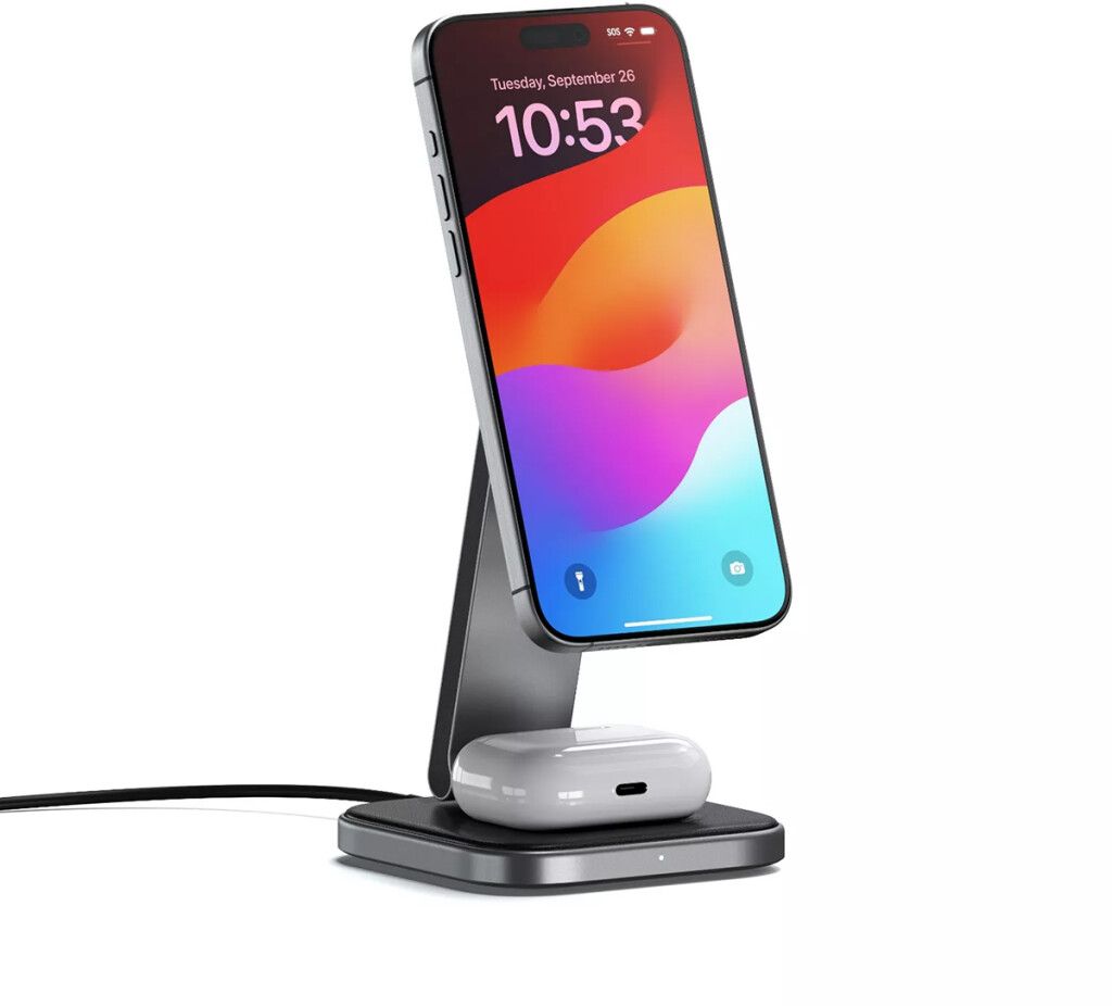 Satechi 2-in-1 Foldable Qi2 Wireless Charging Stand | iPhone - Generella tillbehör - MagSafe - Laddstationer | AlltMobil