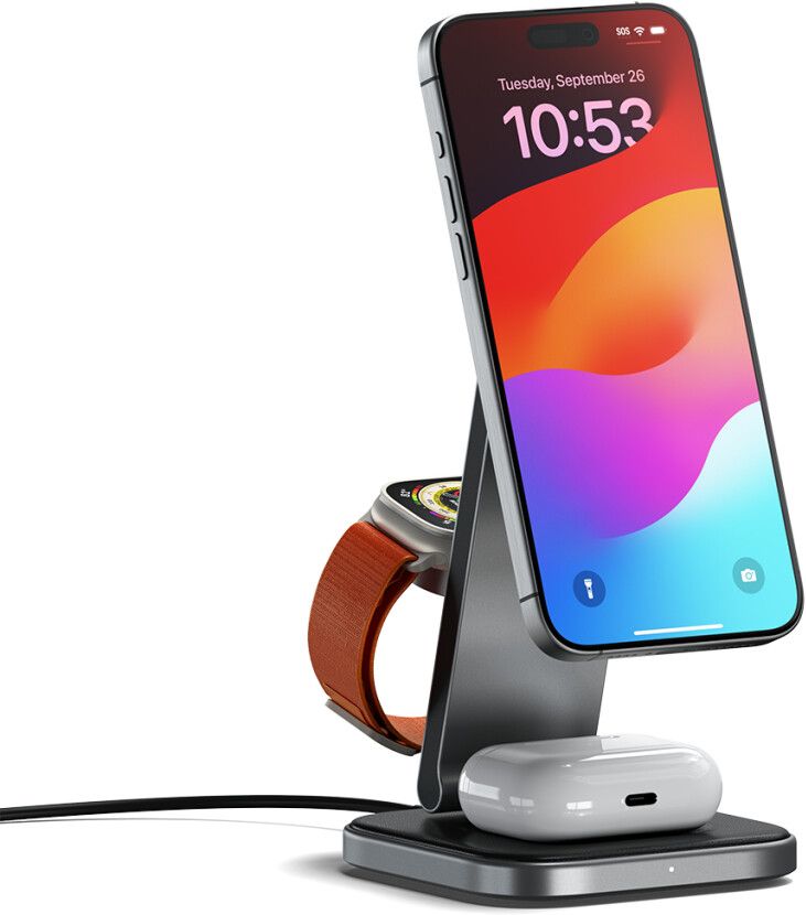 Satechi 3-in-1 Foldable Qi2 Wireless Charging Stand | iPhone - Generella tillbehör - MagSafe - Laddstationer | AlltMobil