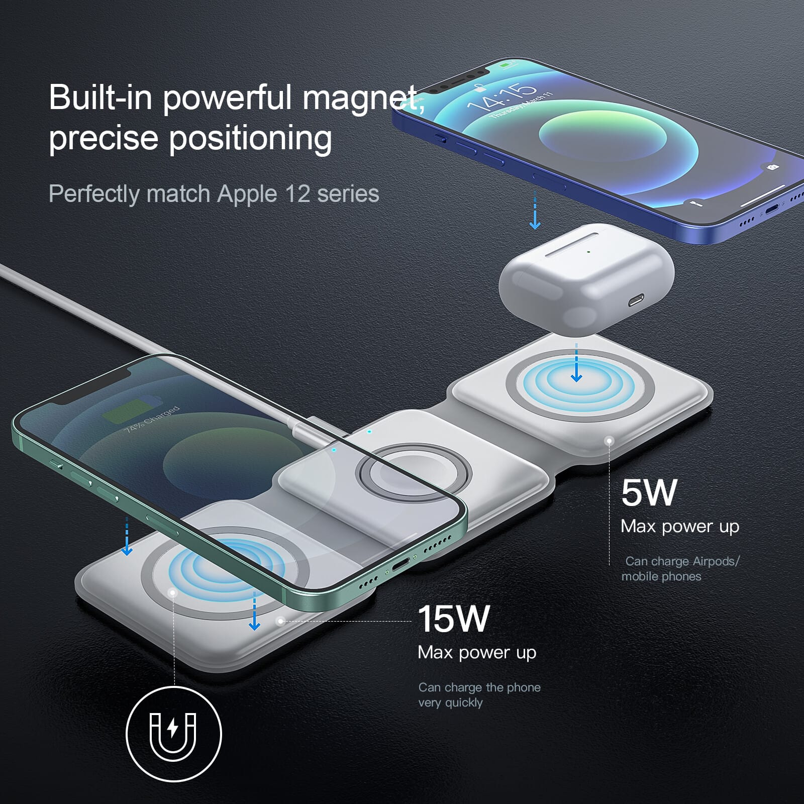 Sdesign 3in1 Folding Wireless Charger Qiladdare