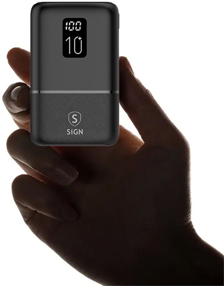 SiGN Mini Q.C Powerbank 10.000mAh - Svart