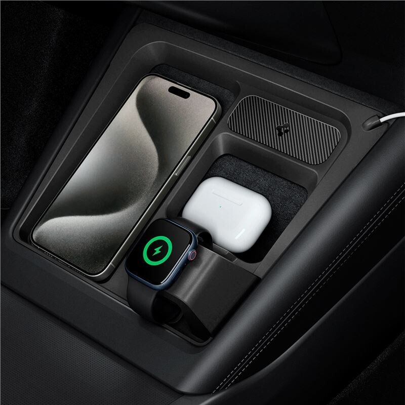 Spigen 3in1 Charging Organizer for Tesla Model 3 | iPhone - Generella tillbehör - Biltillbehör - Billaddare - Utan kabel | AlltMobil