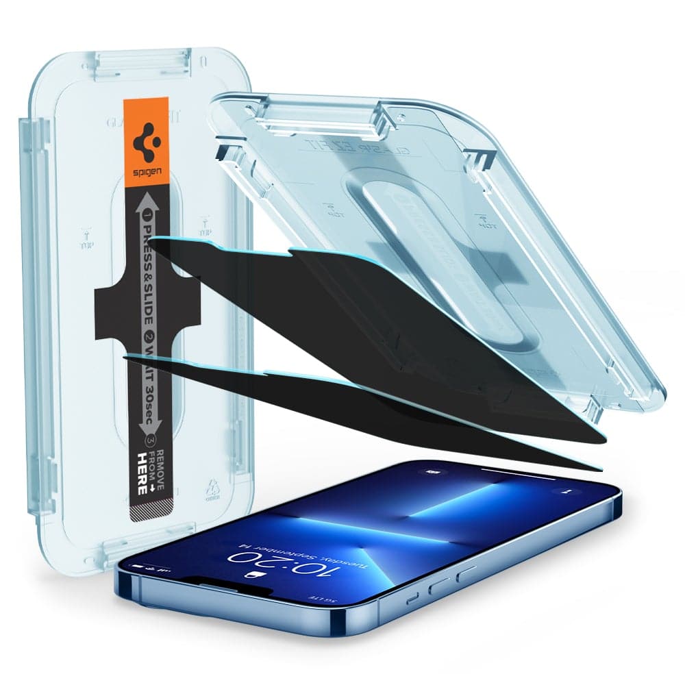 Spigen GLAS.tR Privacy Ez Fit (iPhone 16e/14/13/13 Pro) | iPhone - iPhone 13 - Skärmskydd - Härdat glas | AlltMobil