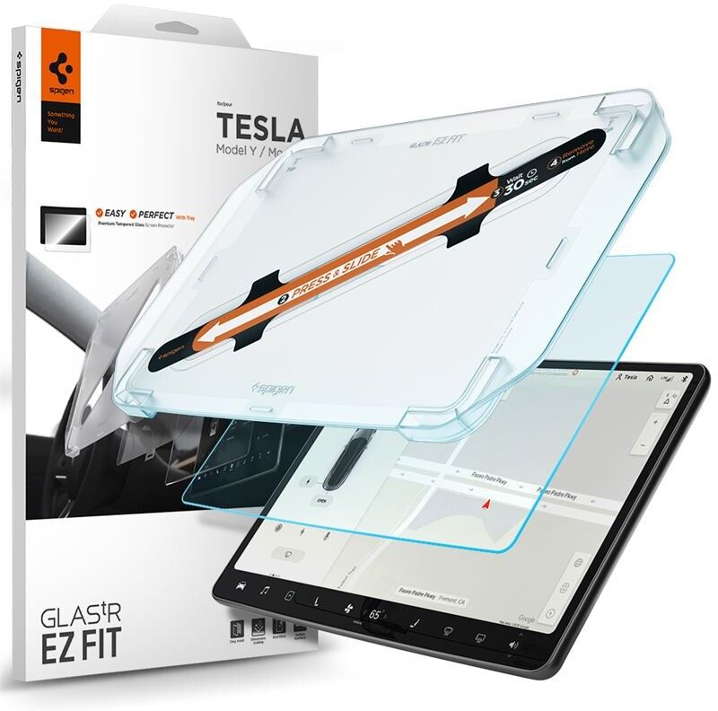 Spigen GLAS.tR EZ Fit Anti Glare Glass for Tesla Model Y/3 | Tillbehör - Smarta hem - Tesla | AlltMobil