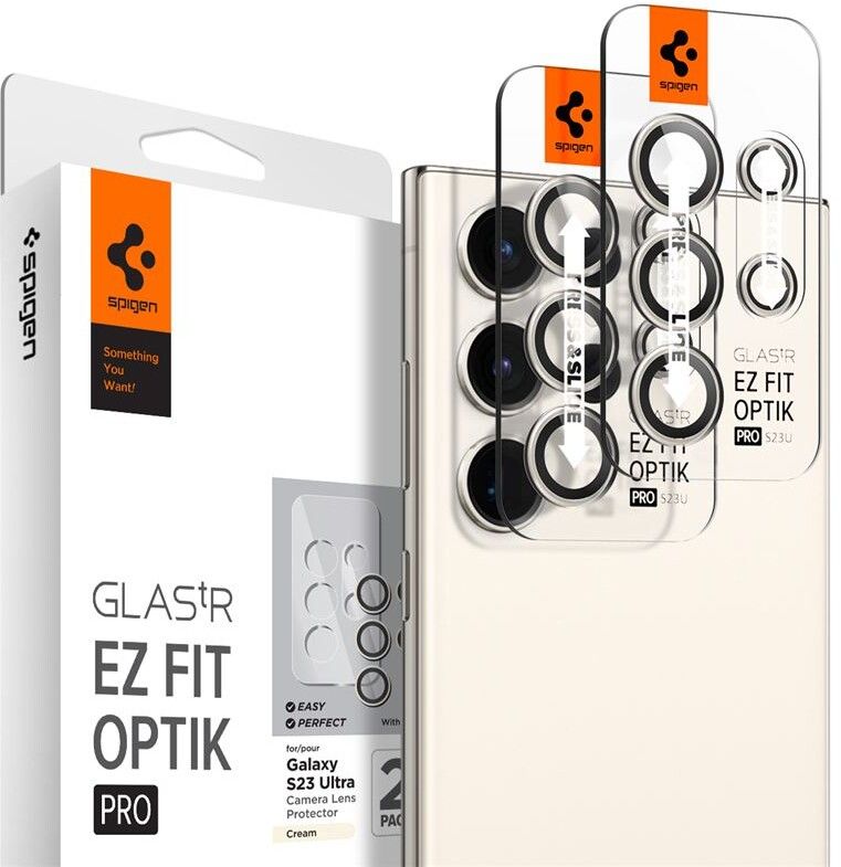 Spigen Glas.tR EZ Fit Optik Pro (Galaxy S23 Ultra) - Svart | Samsung - Samsung Galaxy S23 Ultra - Skärmskydd | AlltMobil