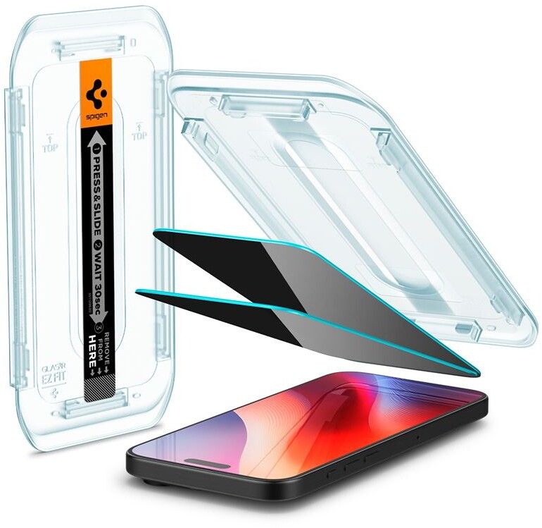 Spigen Glas.tR EZ Fit Privacy (iPhone 16 Pro/17/17 Pro) | iPhone - iPhone 16 Pro - Skärmskydd - Härdat glas | AlltMobil