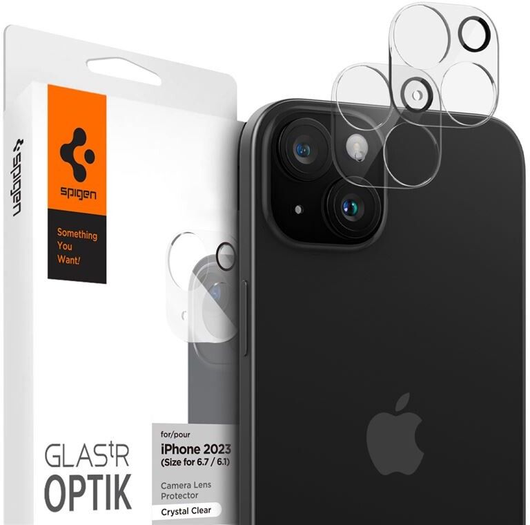 Spigen Glas.tR Optik (iPhone 15/15 Plus) - Svart | iPhone - iPhone 15 - Skal & fodral - Kameraskydd | AlltMobil