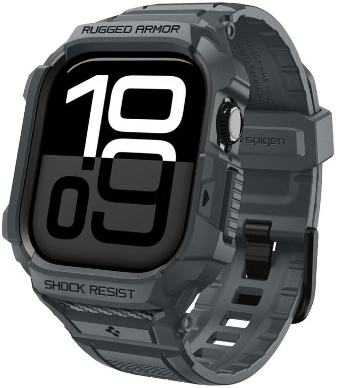 Spigen Rugged Armor Pro 2 (Apple Watch 46mm) - Svart | Apple Watch - Generella tillbehör - Armband - Series 10 - 11 46mm - Silikonarmband | AlltMobil