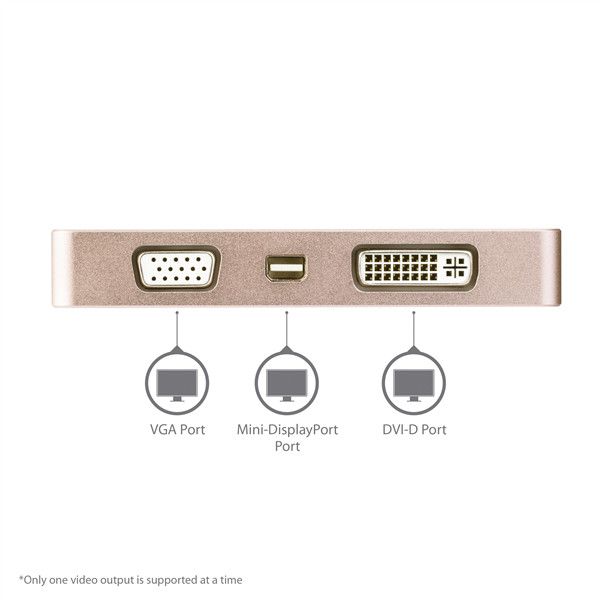 StarTech 4-i-1 USB-C-Videoadapter - Roséguld
