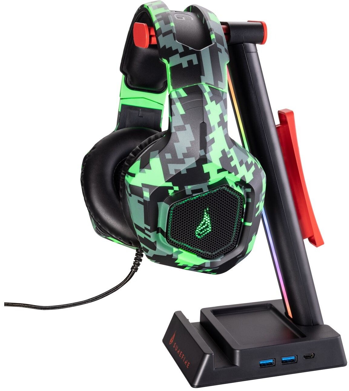 SureFire Vinson N2 Dual RGB Headset Stand - Svart