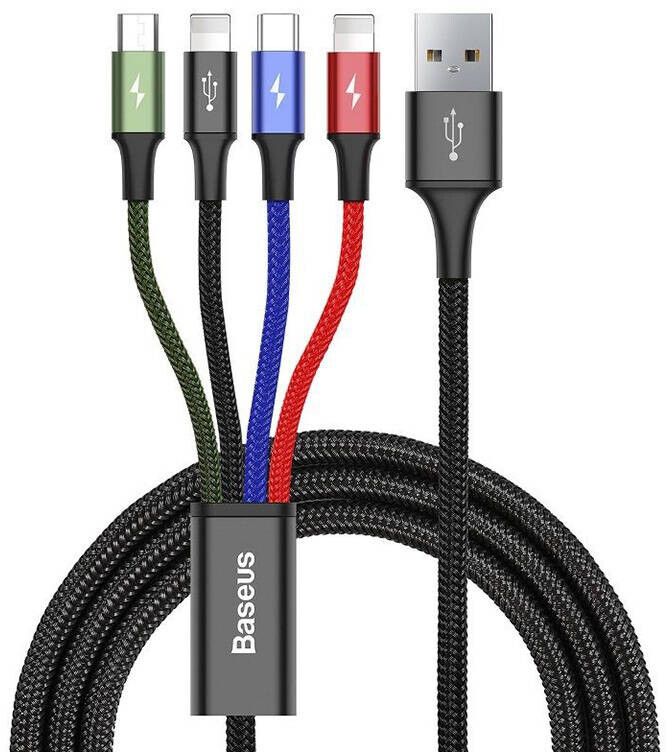 Trasig förpackning: Baseus 4in1 Cable with USB-C, 2x Lightning and MicroUSB | REA - Trasig förpackning | AlltMobil
