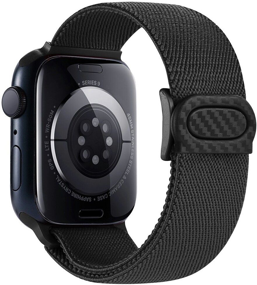 Trolsk Elastic Nylon Band (Watch 42/41/40/38mm) - Svart | Apple Watch - Generella tillbehör - Armband - Series 1-9 38-41mm - Tygarmband | AlltMobil