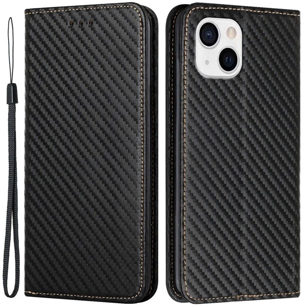 Trolsk Fodral med Kolfibermönster (iPhone 14) | iPhone - iPhone 14 - Fodral - Läderfodral | AlltMobil