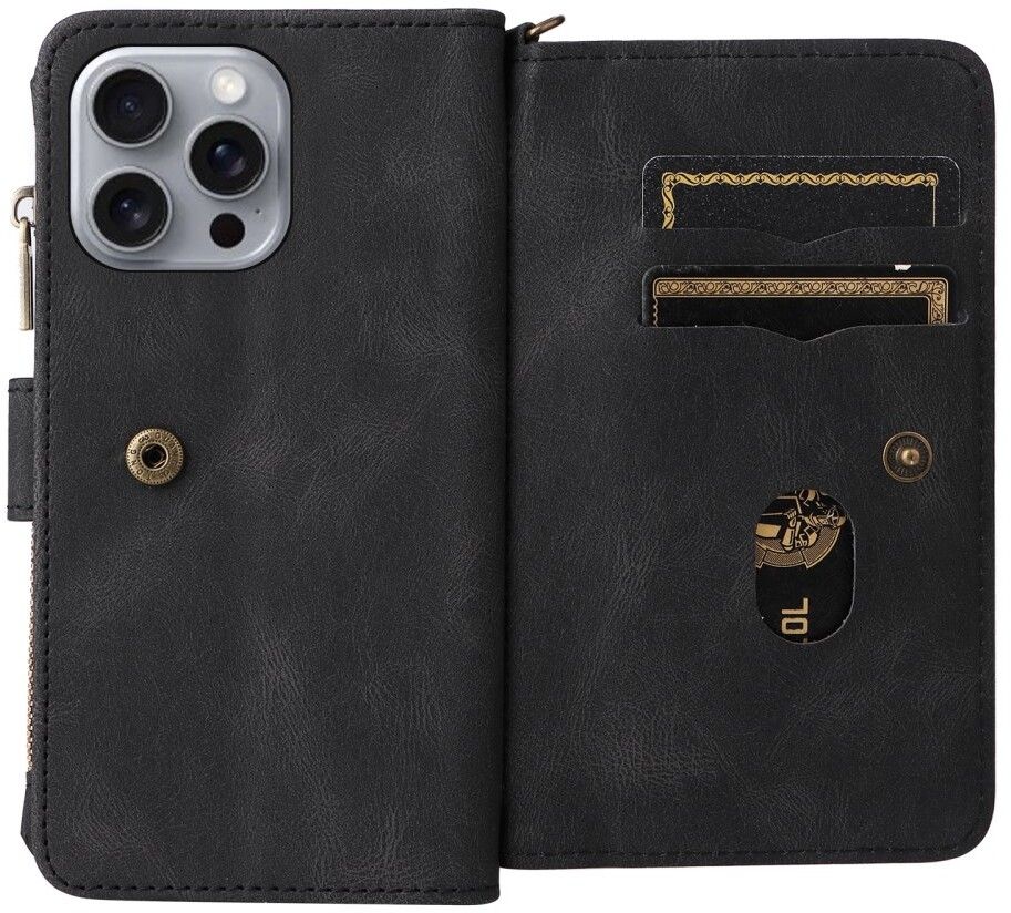Trolsk Fodral med Kortfack (iPhone 16 Pro Max) - Svart | iPhone - iPhone 16 Pro Max - Skal & fodral - Läderfodral | AlltMobil