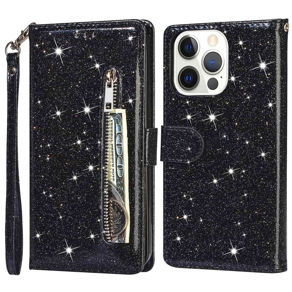 Trolsk Glitter Wallet (iPhone 15 Pro Max) - Svart | iPhone - iPhone 15 Pro Max - Skal & fodral - Bling | AlltMobil