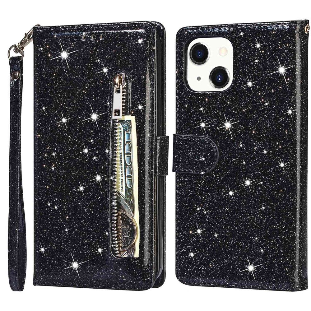 Trolsk Glitter Wallet (iPhone 15) - Svart | iPhone - iPhone 15 - Skal & fodral - Bling | AlltMobil