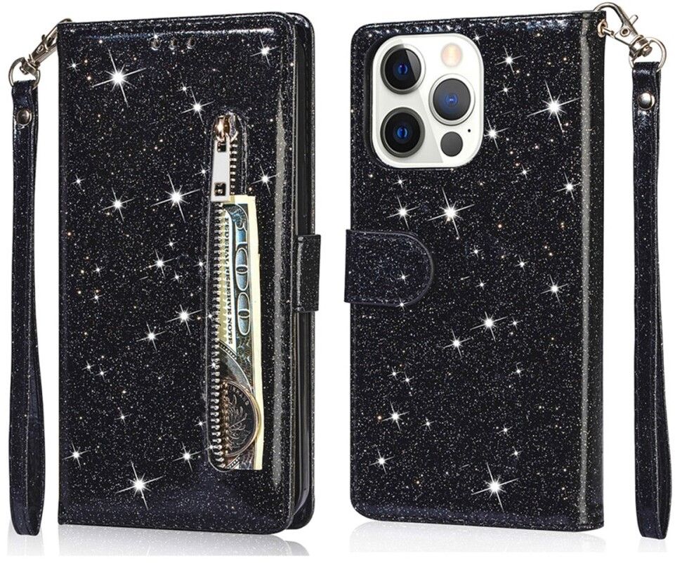 Trolsk Glitter Wallet (iPhone 16 Pro) - Svart | iPhone - iPhone 16 Pro - Barntillbehör - Skal & fodral | AlltMobil