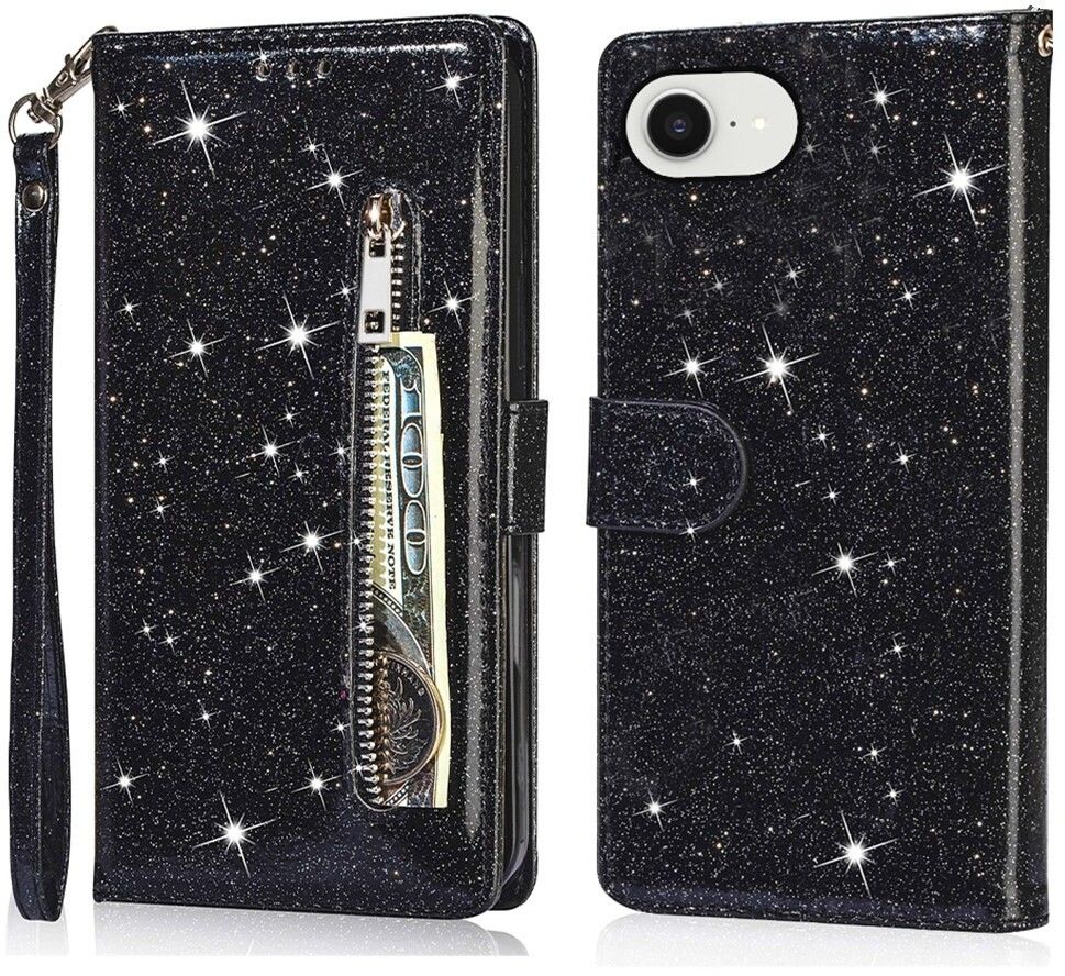 Trolsk Glitter Wallet (iPhone 16e) - Svart | iPhone - iPhone 16e - Barntillbehör - Skal & fodral | AlltMobil