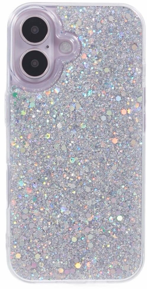 Trolsk Glittrigt iPhone-skal (iPhone 16) - Silver | iPhone - iPhone 16 - Skal & fodral - Glitterskal | AlltMobil