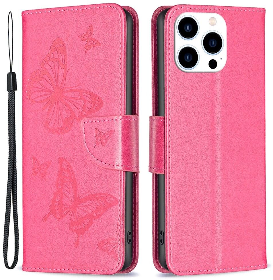 Trolsk Imprint Butterflies Wallet (iPhone 16 Pro) - Roséguld | iPhone - iPhone 16 Pro - Skal & fodral - Läderfodral | AlltMobil