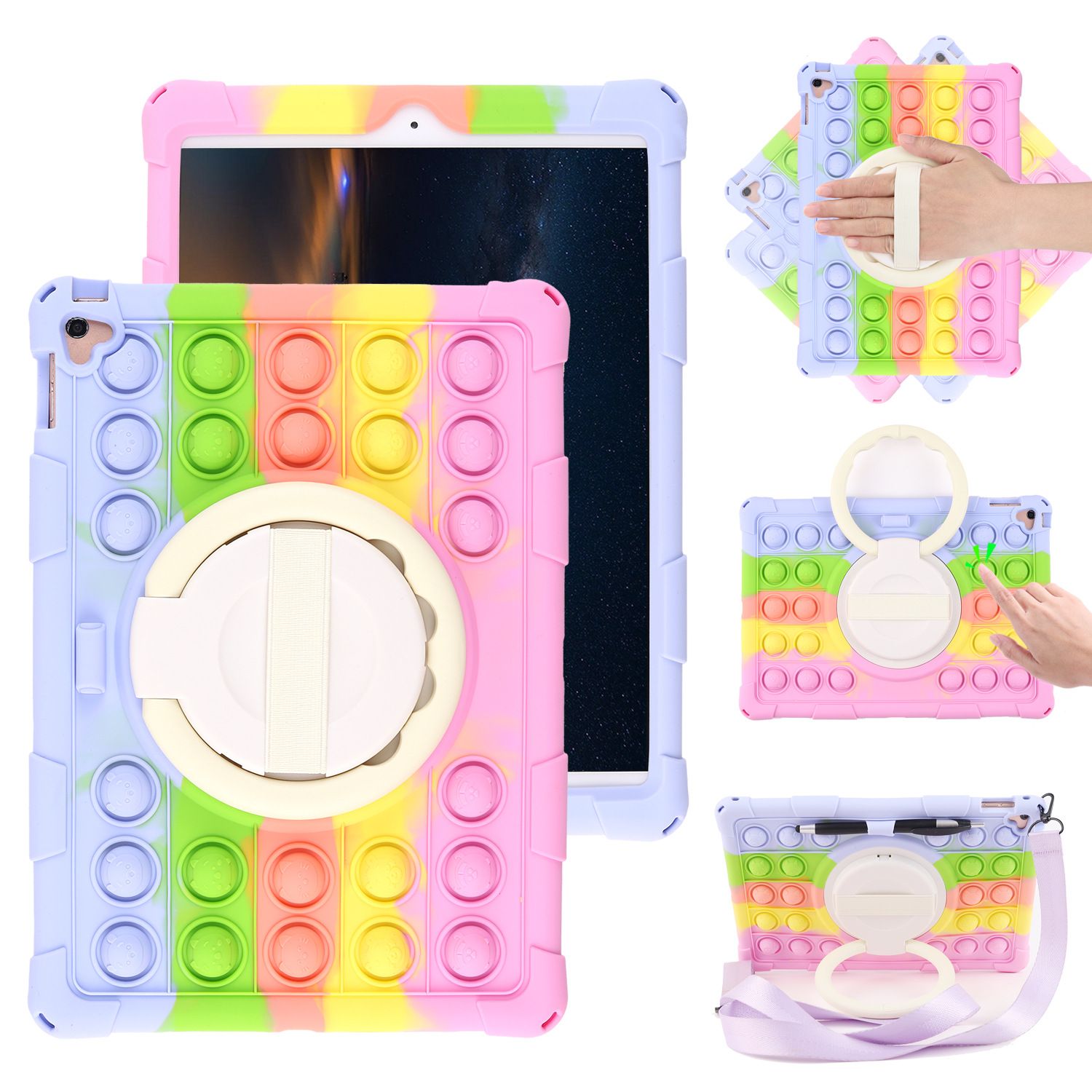 Trolsk Kids Case with strap - Bubble Grip (iPad mini 7/6) - Regnbåge | iPhone - iPhone 15 Pro Max - Skal & fodral - Silikon - TPU | AlltMobil