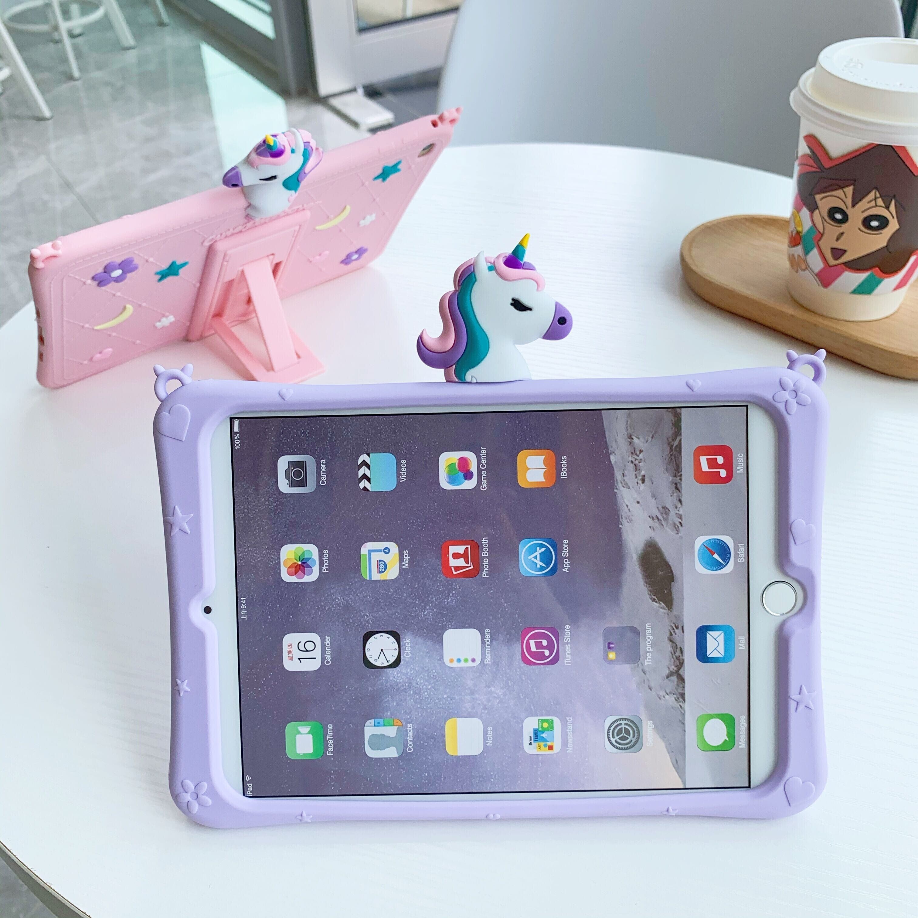 Trolsk Kids Case with strap - Cute Purple Unicorn
