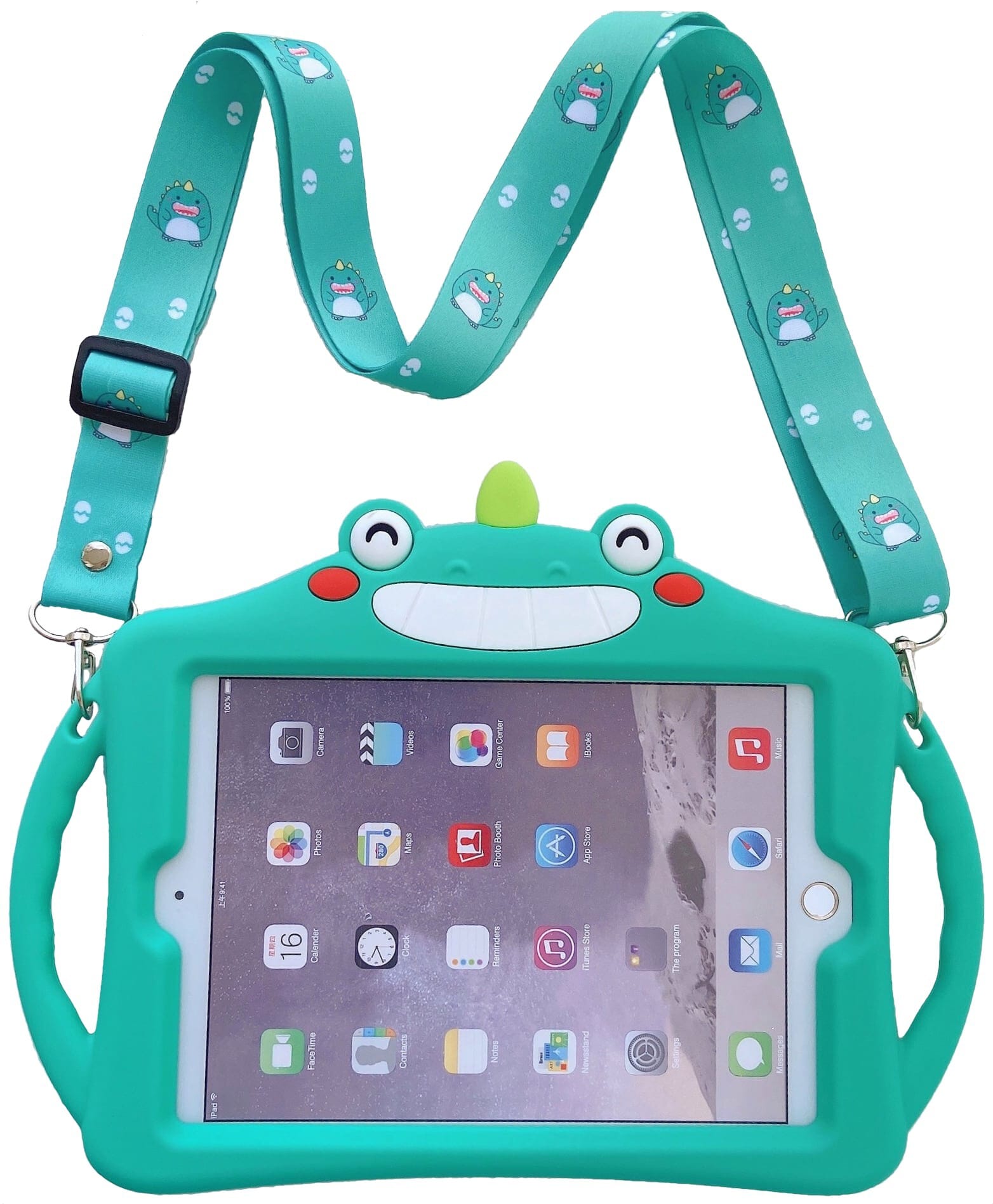 Trolsk Kids Case with strap - Green Unicorn