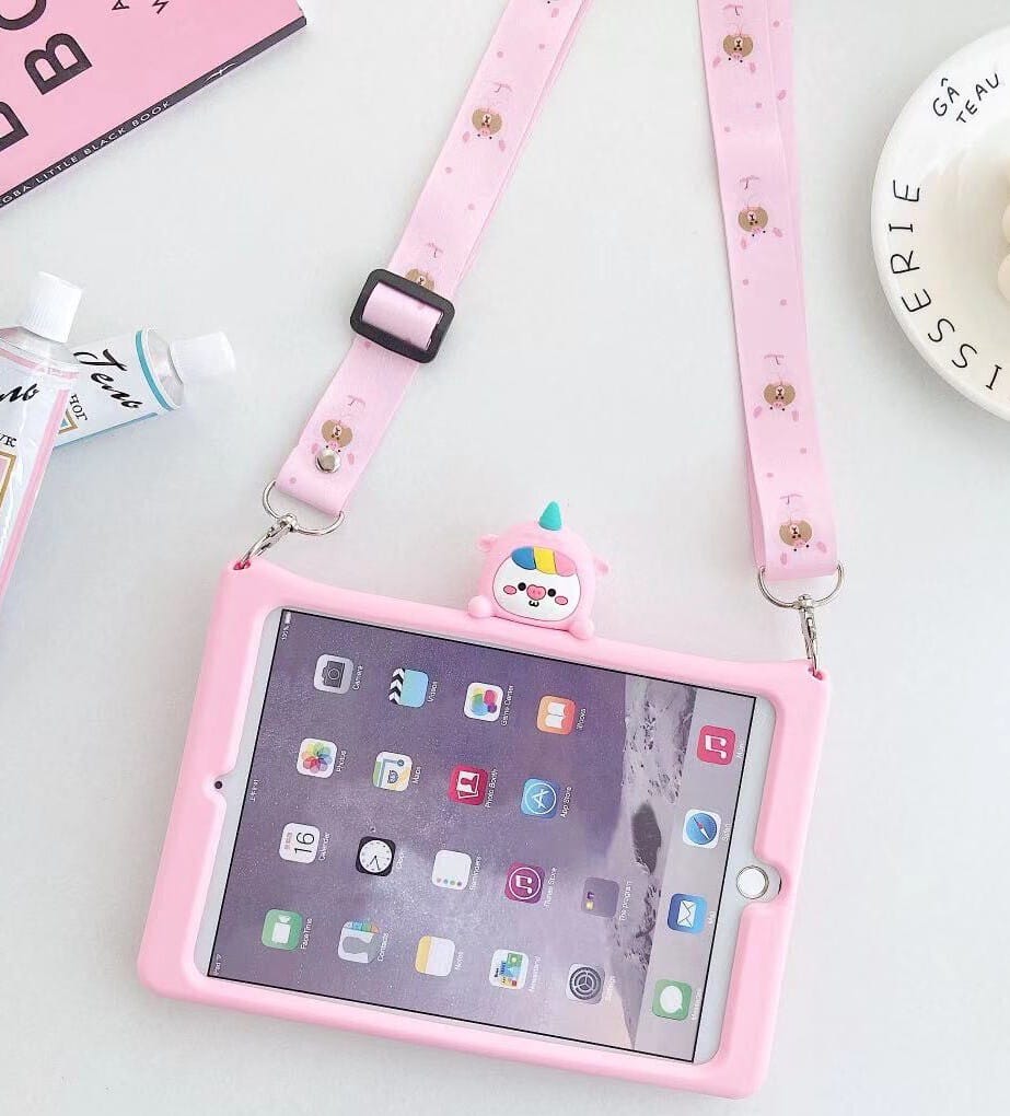 Trolsk Kids Case Pink Unicorn (iPad mini 4) with strap