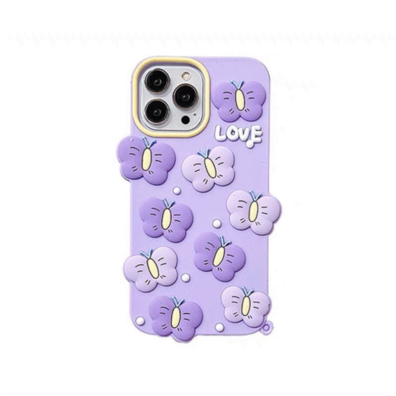 Trolsk Lila Skal med Fjärilar (iPhone 14) | iPhone - iPhone 14 - Skal - Silikon - TPU | AlltMobil