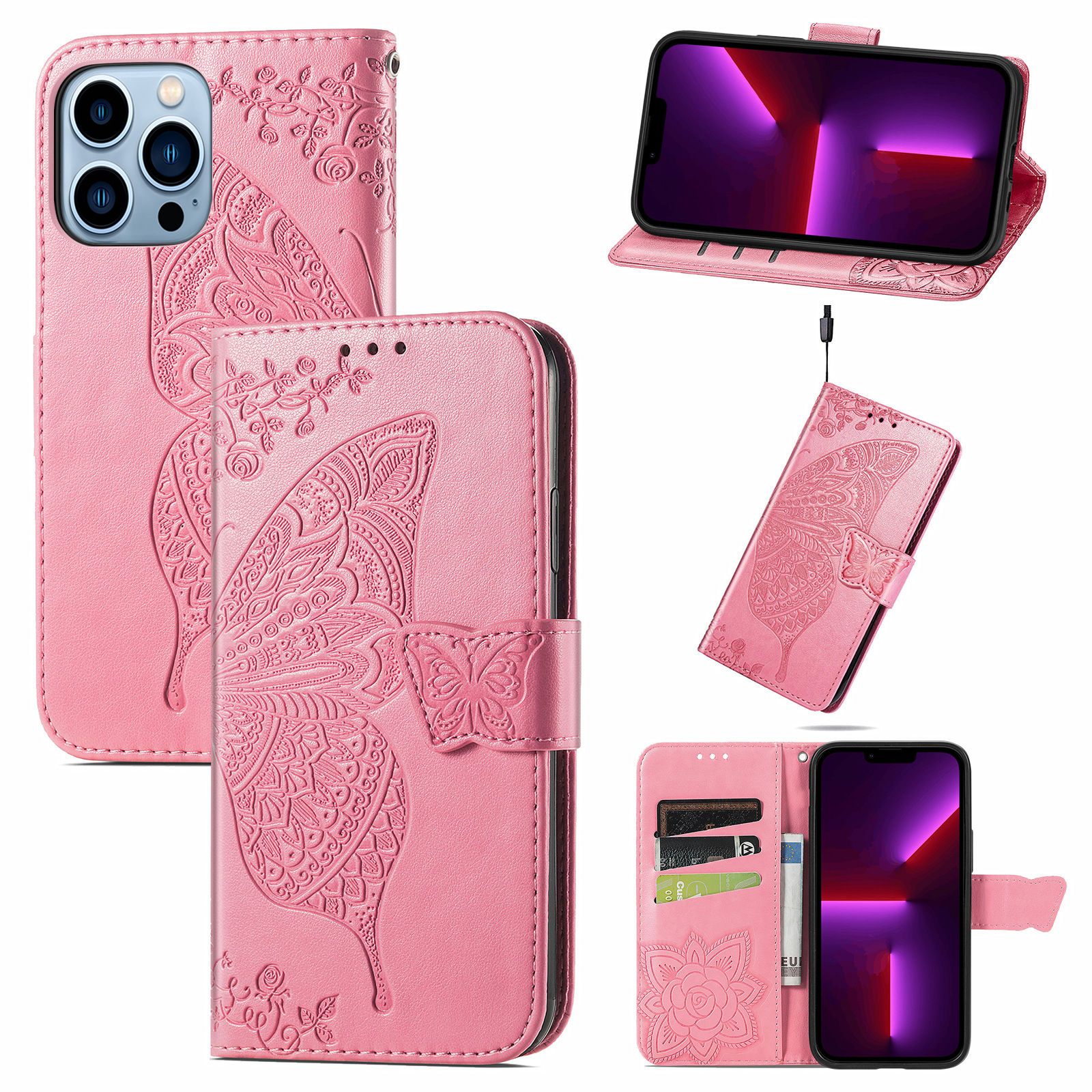 Trolsk Plånboksfodral med Fjäril (iPhone 13/14) - Svart | iPhone - iPhone 14 - Fodral - Plånboksfodral | AlltMobil