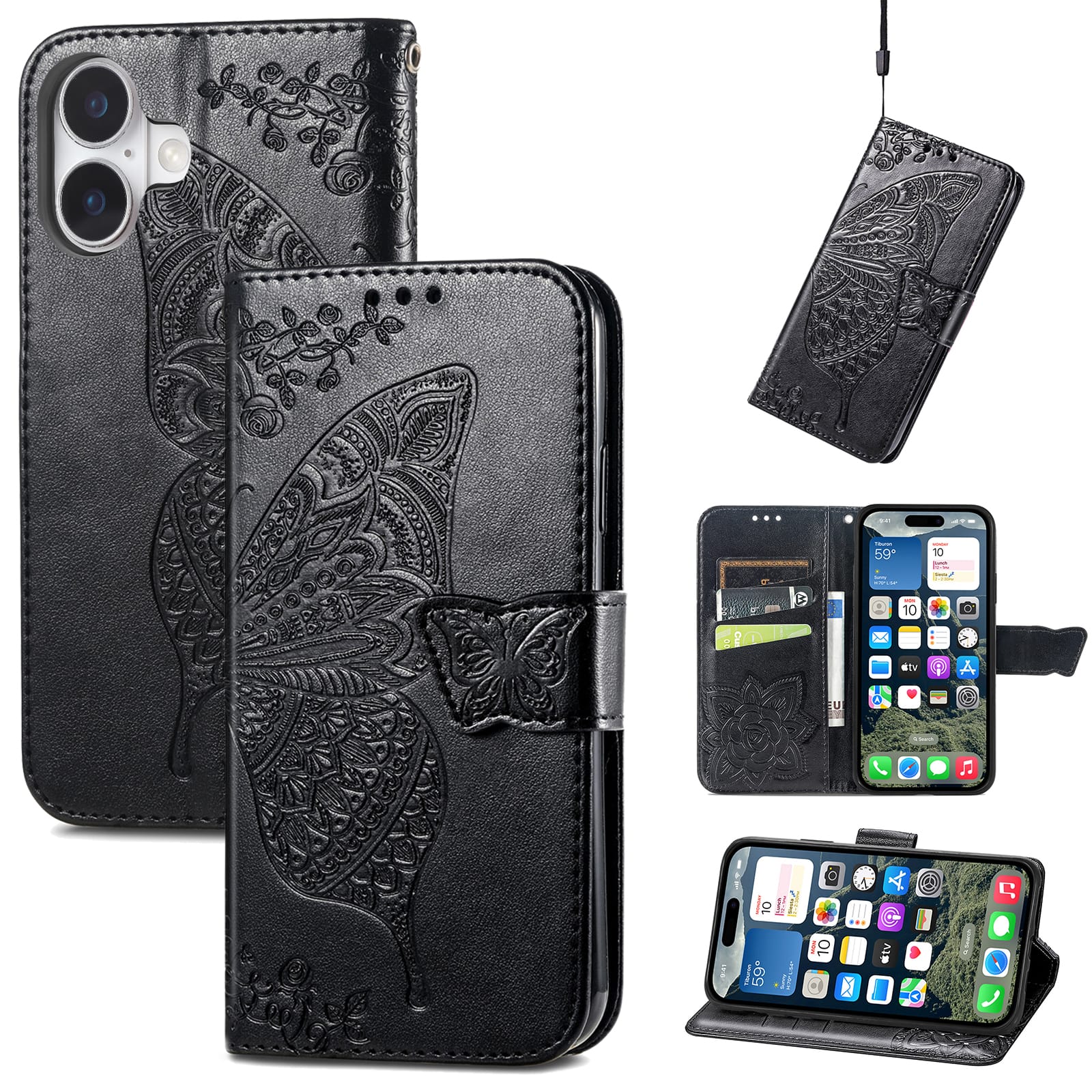 Trolsk Plånboksfodral med Fjäril (iPhone 17) - Svart |  | AlltMobil