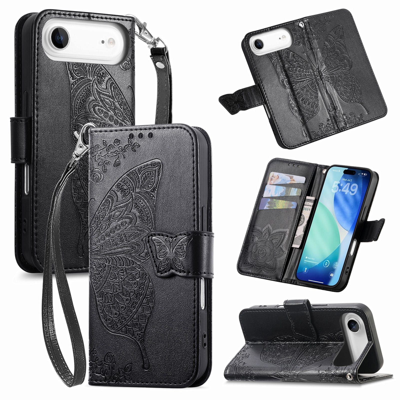 Trolsk Plånboksfodral med Fjäril (iPhone Air) - Svart |  | AlltMobil