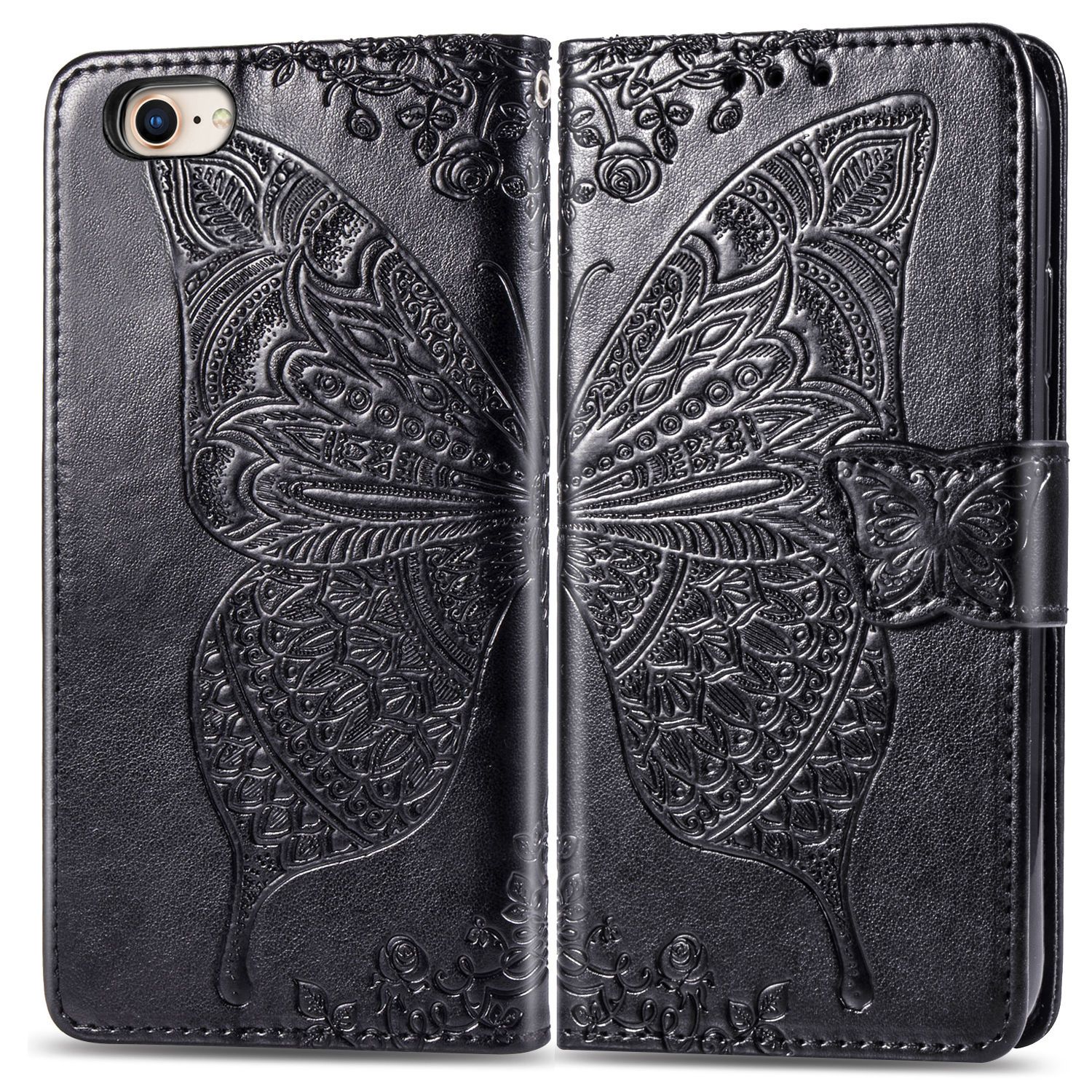 Trolsk Plånboksfodral med Fjäril (iPhone SE3/SE2/8/7) - Svart | iPhone - iPhone 11 - Skal & fodral - Plånboksfodral | AlltMobil