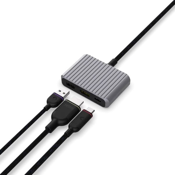 Unisynk 3-portars USB-C Hubb V2 - Grå